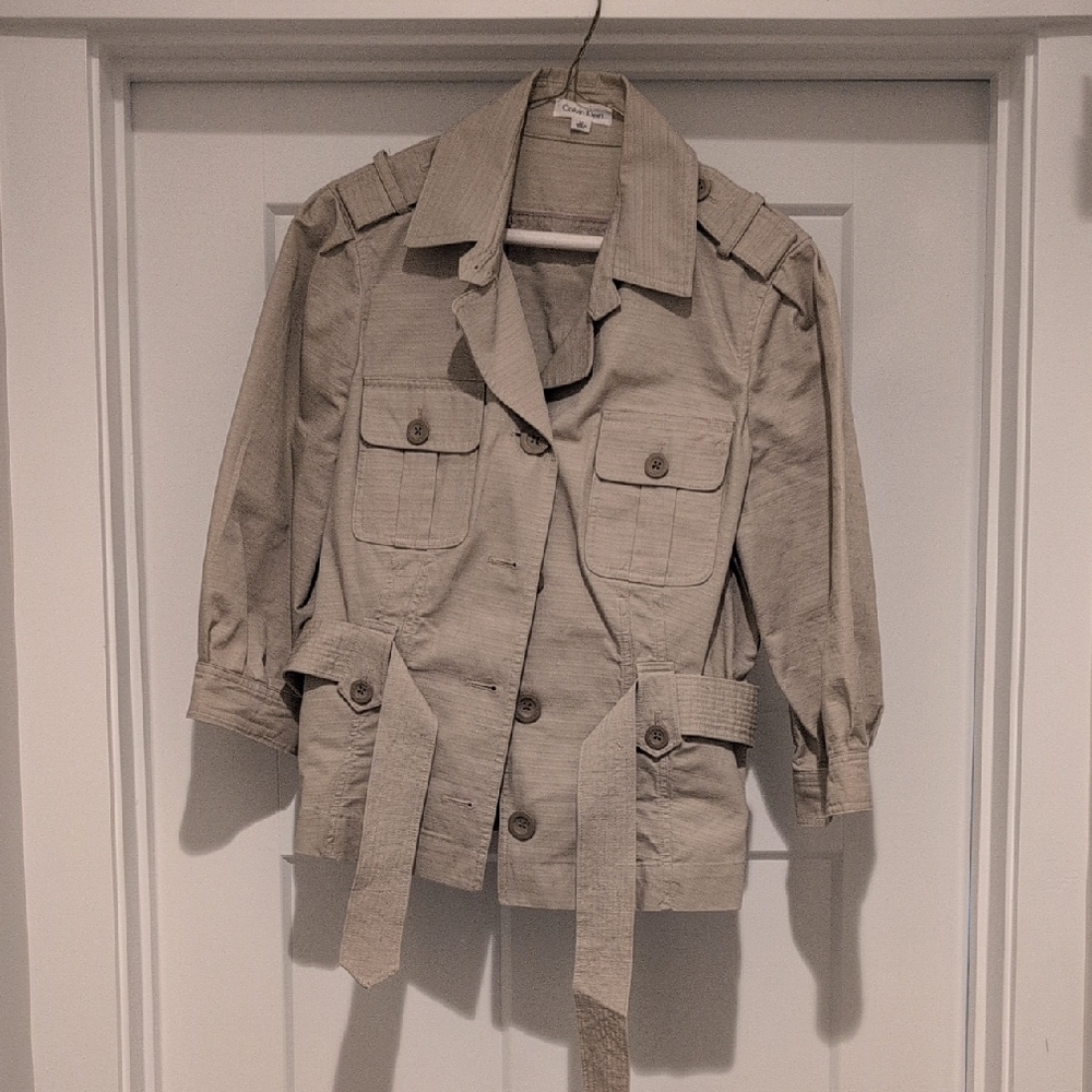 Calvin Klein Tan Blazer with Structured Shoulders
